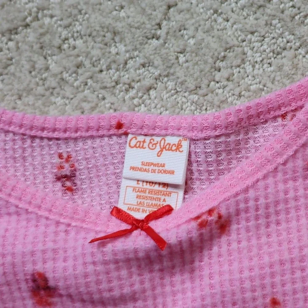 Cat & Jack Girls Pink waffle knit long sleeve top
